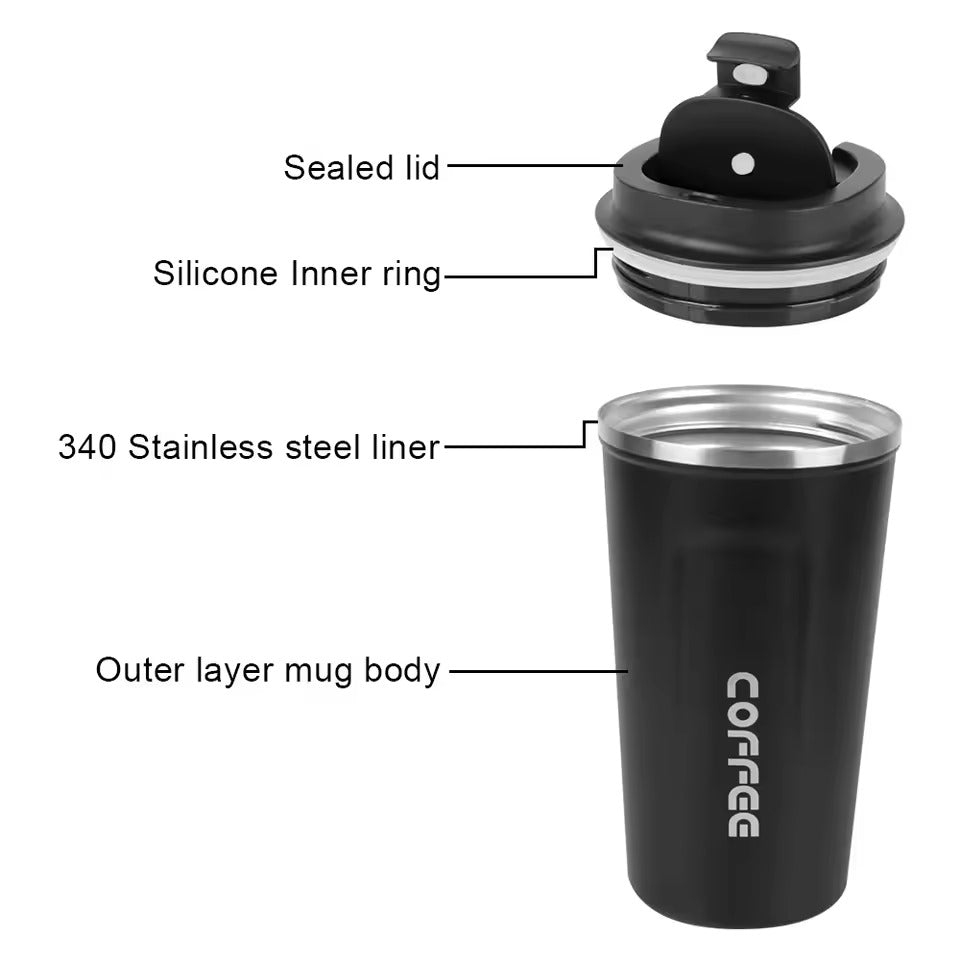 ThermoRide Mug 380 & 510ml | Double Steel, 10h Heat